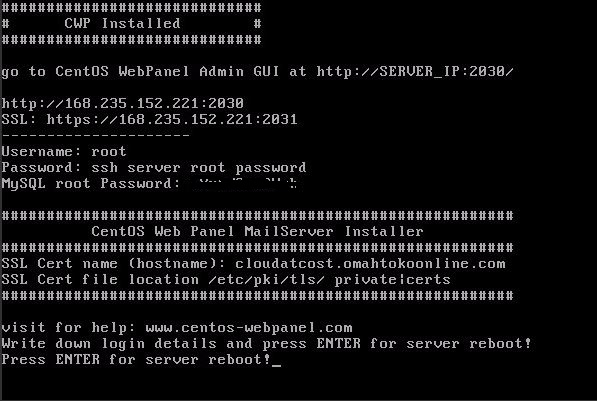 install centos webpanel selesai
