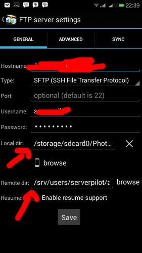 setting andftp