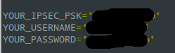 username psk password