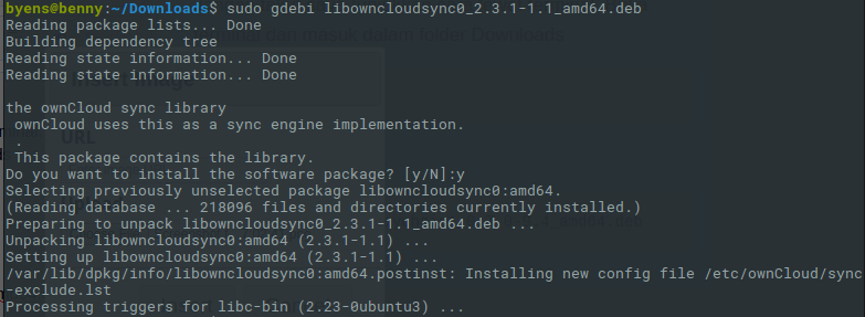 install via terminal libowncloudsync0