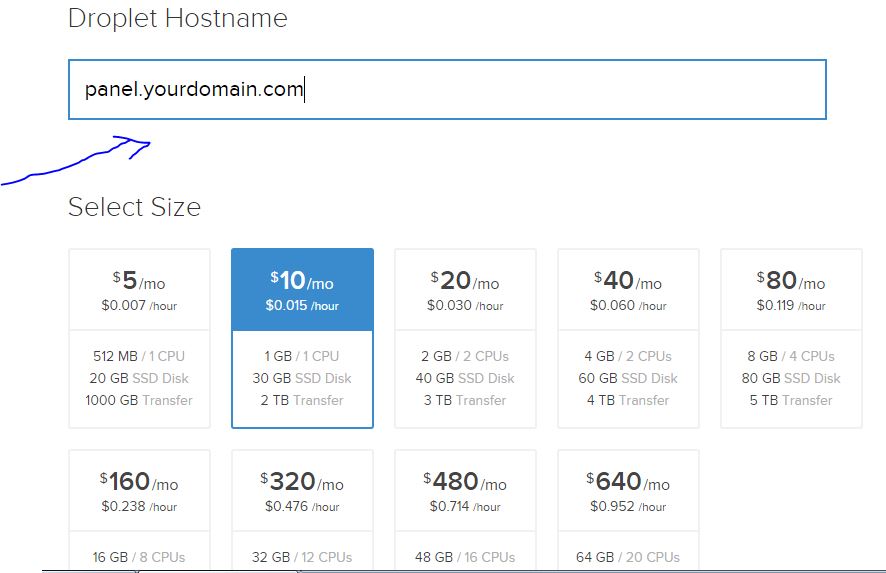 Isi Hostname DigitalOcean