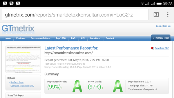 Smartdetoxkonsultan.com gtmetrix analysis