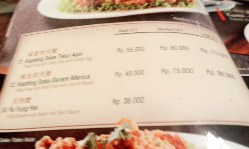 Menu kepiting