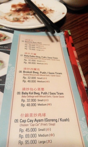 Menu kailan dan capcay