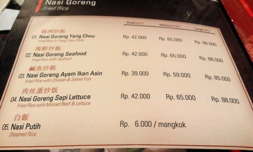 Menu nasgor