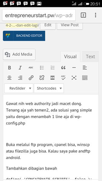 Tolong wp 4.2.2 tidak bisa ngeblog nulis dan edit lagi