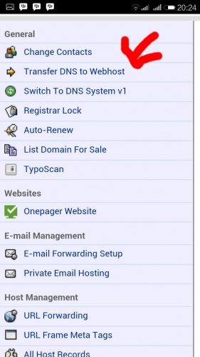 Transfer dns to webhost