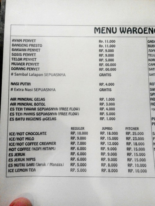 menu warung terkenal