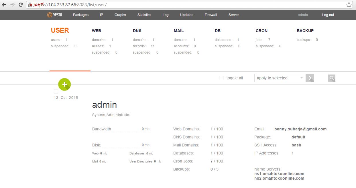 VestaCP Dashboard