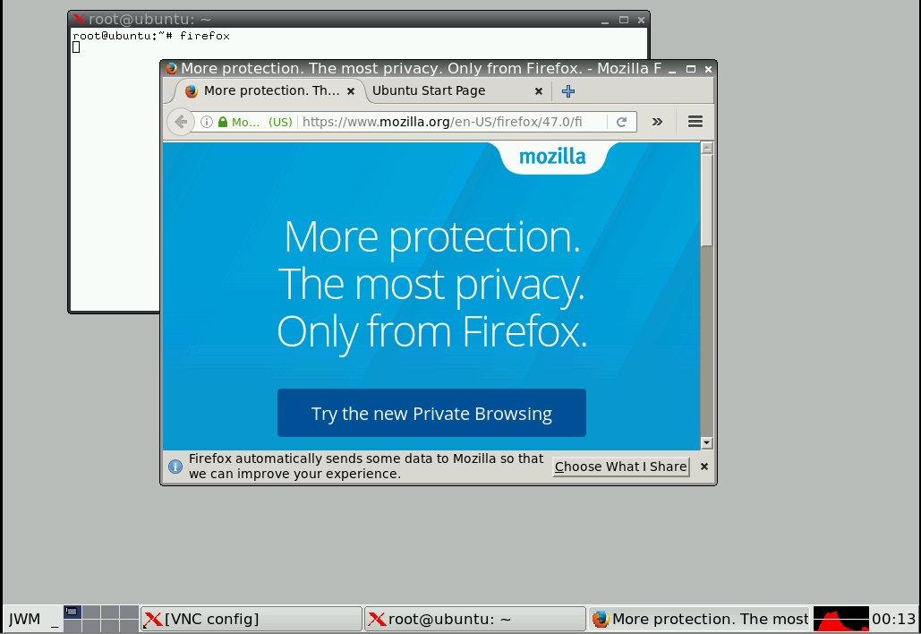 firefox browser pada vps