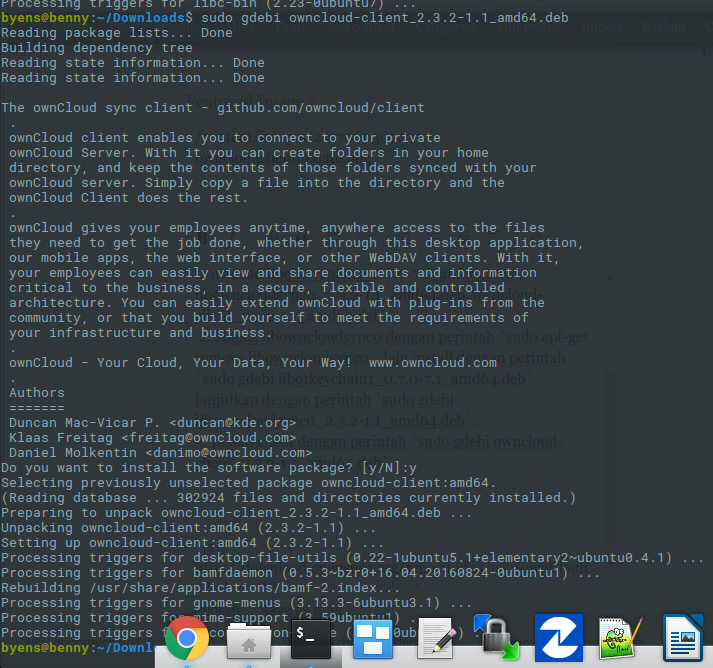 owncloud client reinstall