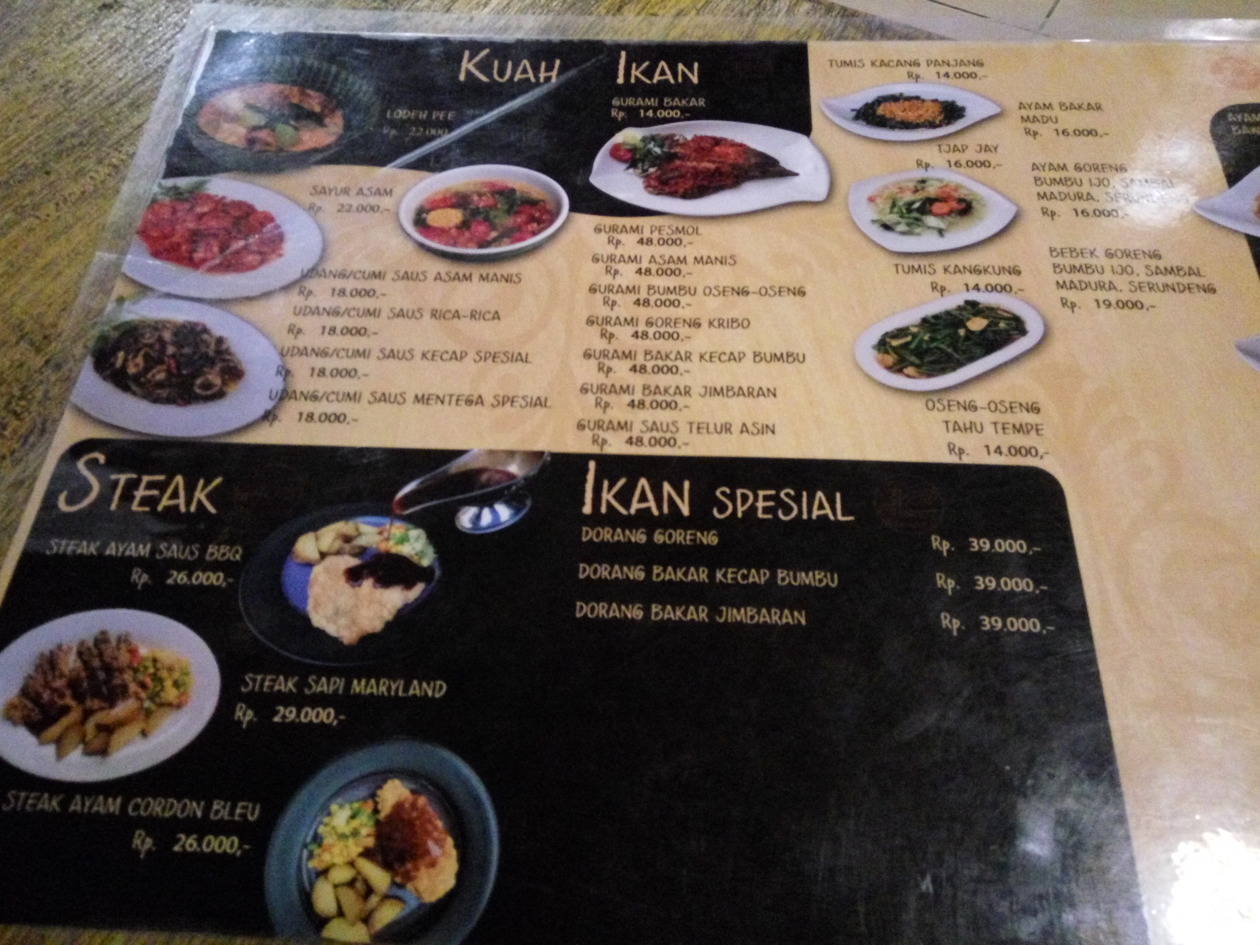 harga makanan jan cuo cok