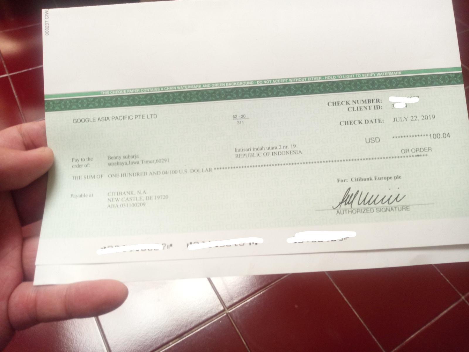 100usd cek dari google adsense